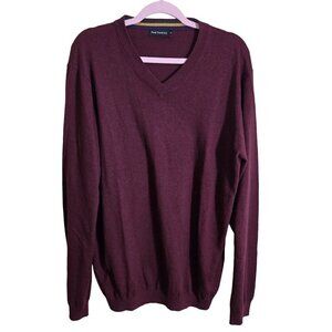 Paul Frederick Burgundy Silk Cashmere Blend V Neck Sweater Size XLT